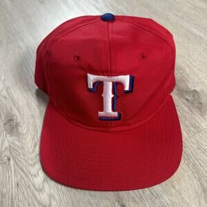 Vintage New Era Texas Rangers Hat Snapback MLB Baseball White Tag Red Cap‎